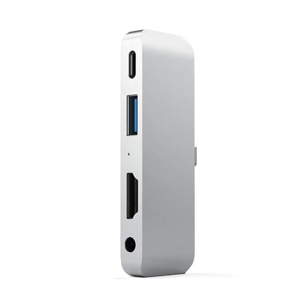 Silver Type-C мобильный Pro концентратор адаптер USB 3,1 для USB-C зарядка PD 4K HDMI USB 3,0 и 3,5 мм разъем для наушников для huawei для iPad Pro - Цвет: Silver