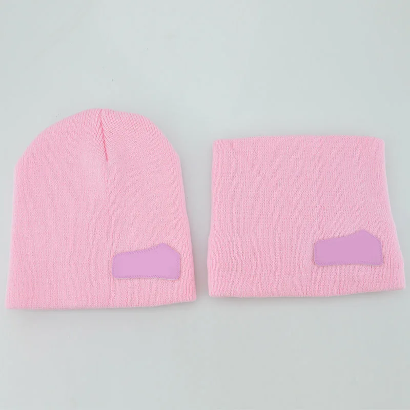 Pink Новинка года, 6 цветов, детская шапка с шарфом, Милая зимняя Осенняя вязаная одежда, костюм с платком, детская зимняя тёплая шапка для детей - Цвет: Pink