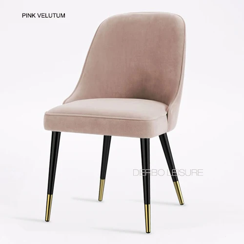 Pink Velutum Современная мода дизайн роскошный золотой цвет нержавеющая сталь Лофт мягкий чехол Velutum ткань коврик обеденный стул со спинкой 1 шт - Цвет: Pink Velutum