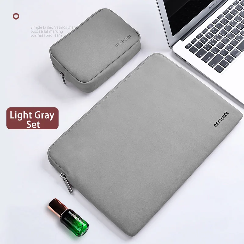 Light Gray Set Одноцветная сумка для ноутбука huawei Matebook 13 дюймов, чехол для ноутбука 14,1, сумка для компьютера Magicbook 14, водонепроницаемая Женская и мужская сумка - Цвет: Light Gray Set