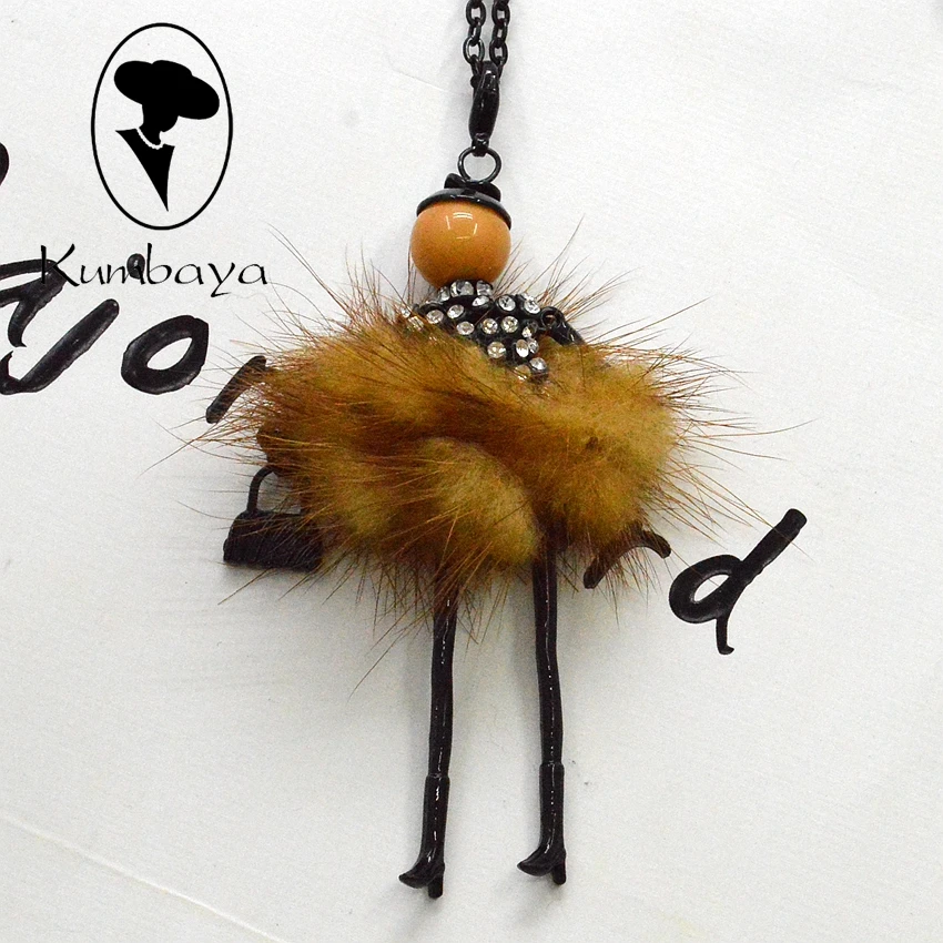 Зимние Лидер продаж! Милые шерстяного меха платье Кукольное ожерелье с