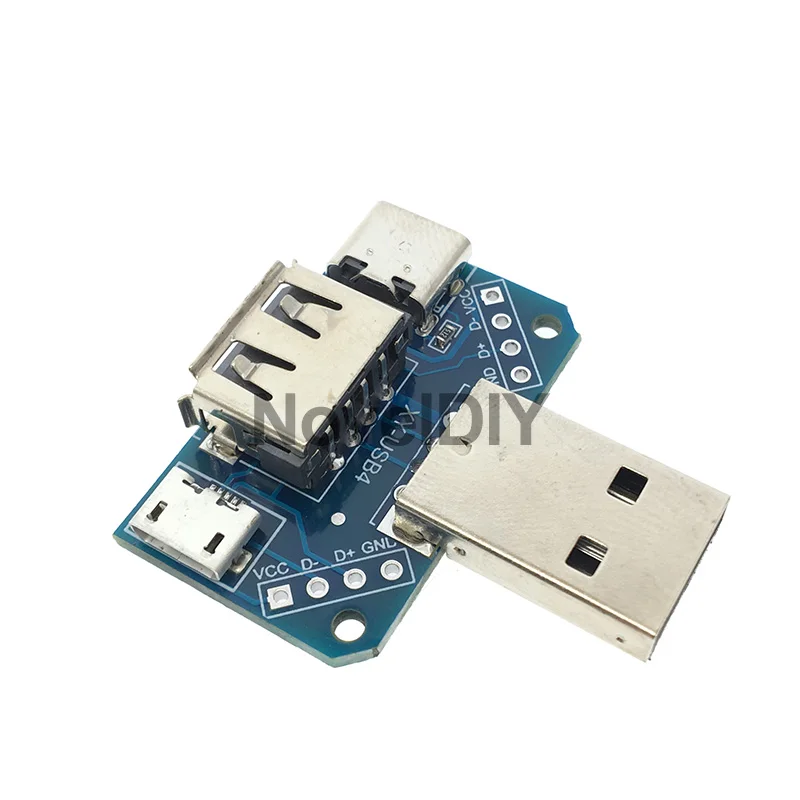 4 в 1 разъем USB разъем распределительный щит штекер-type-c Micro Female USB 2,54 мм-4 P передача тестовая Плата USB адаптер пластина XY-USB4
