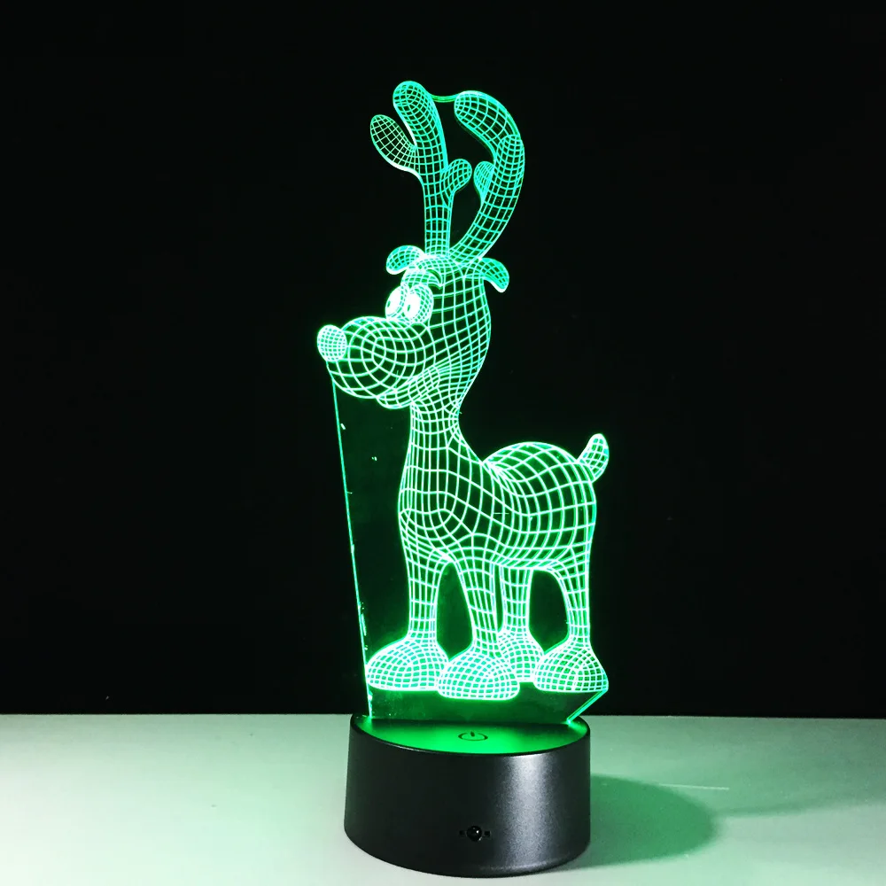 Deer Reindeer RGB LED Night Acrylic Light Christmas Decoration Lamp Projector Party 7 Colors Lights Kids Gift Drop Ship | Лампы и
