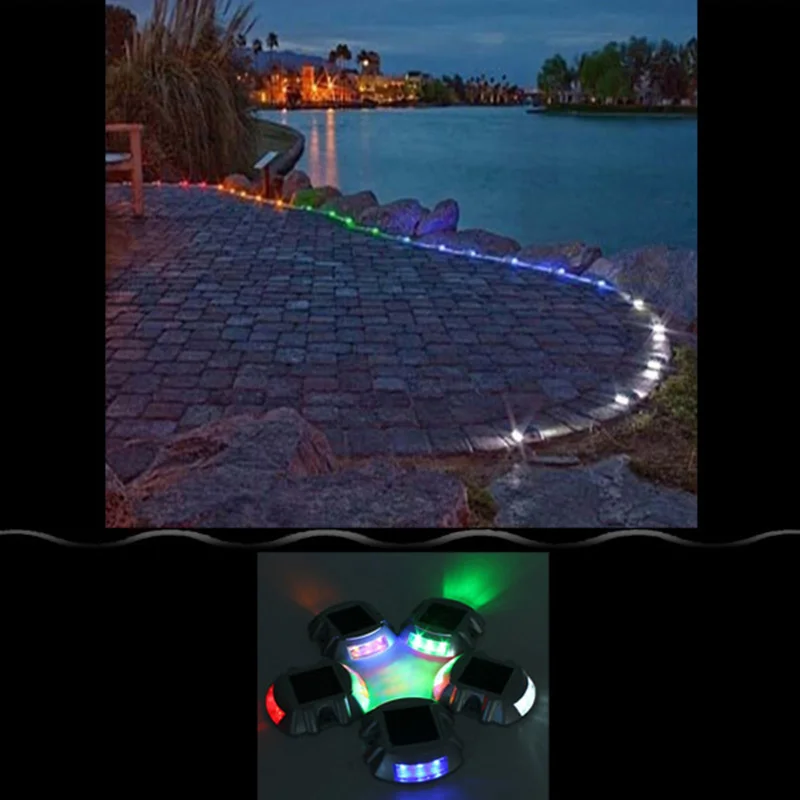 Solar Road Stud Lighting Aluminum 6-LED Outdoor Driveway Dock Path Ground Light Lamp Warm White And etc. | Лампы и освещение