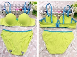 6 цветов интимные против Марка Push Up Sexy Половина чашки бюстгальтера Наборы для ухода за кожей Для женщин Нижнее Бельё для девочек комплект бесшовные милый лук цветок бюстгальтер и трусики Комплект - Цвет: Зеленый