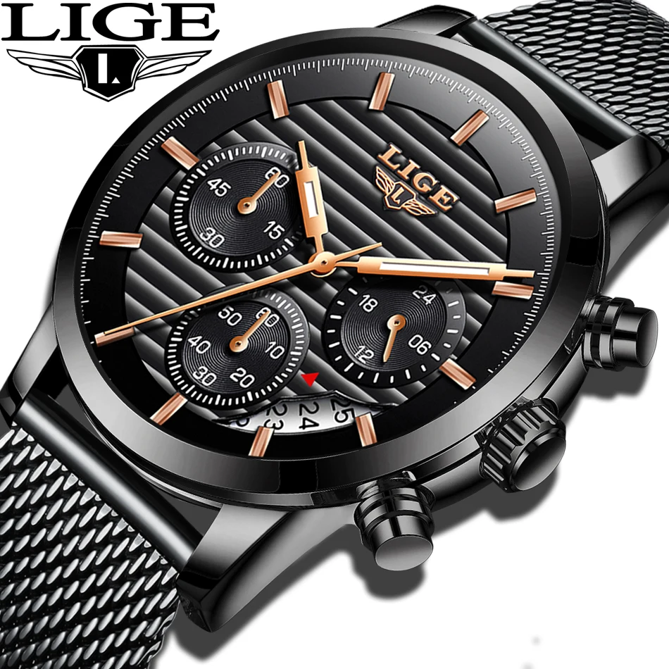 Мужские часы новинка LIGE мужские Лидирующий бренд роскошные кварцевые наручные
