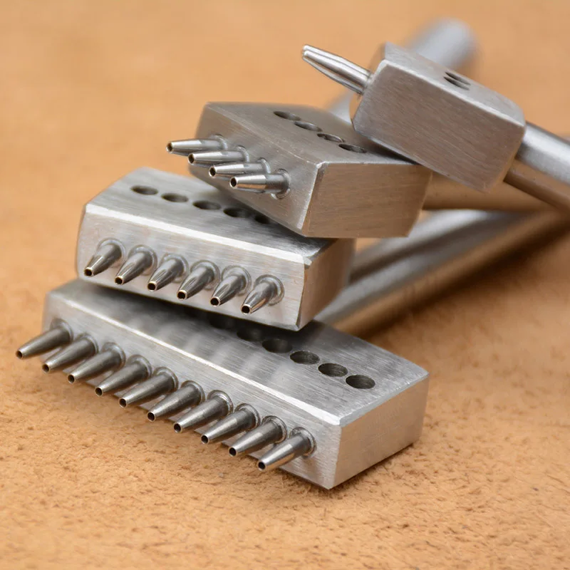 4 мм расстояние DIY Ручная перфорированная круглая строчка Дырокол Инструменты дырокол Круглый Вырез Кожа ремесло удар инструмент 1/2/4/6/10/отверстия