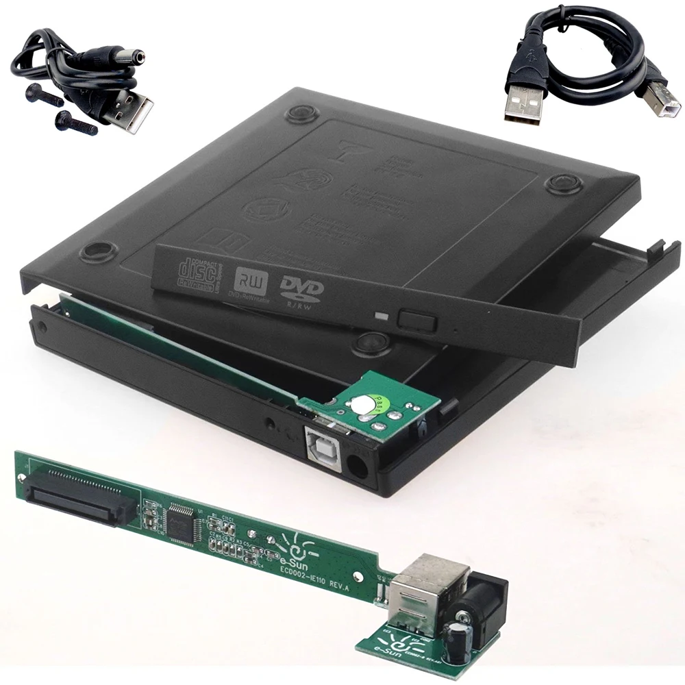 9,5 мм USB 2,0 Внешний Оптический привод Внешний чехол DVD CD DVD-Rom DVD RW к IDE жесткий диск Caddy адаптер новейший