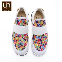 uin stained glass design women sneakers comfort slip on shoes breathable fashion travel flats