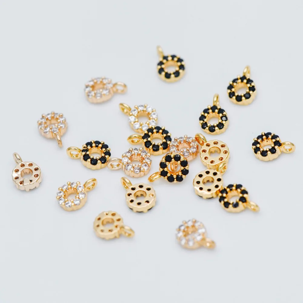 10 шт. инкрустированный цирконами Золотое кольцо подвески Шарм 4x6 мм настоящее