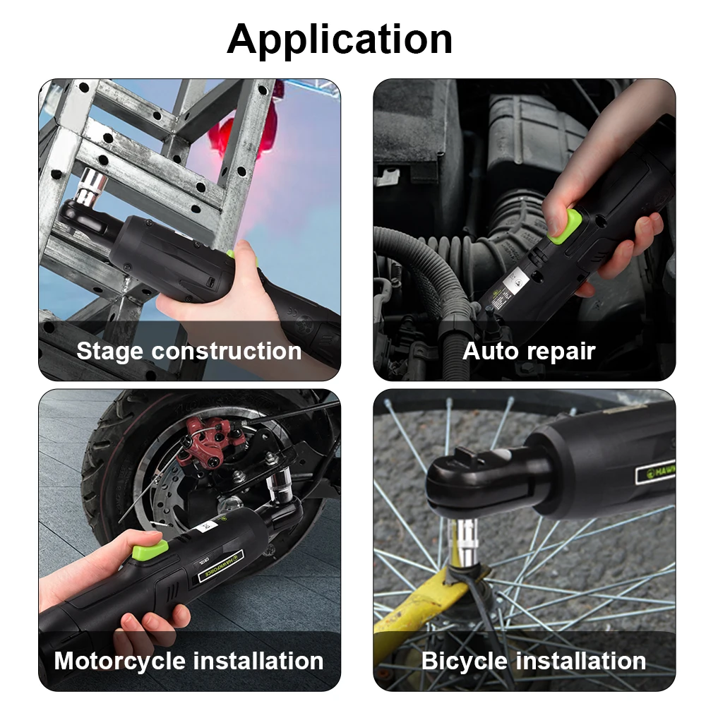 

12V Cordless Electric Ratchet Wrench Set HAWKFORCE 3/8" Power Ratchet Tool Kit 1300mAh Battery Fast Charging with Tool Box