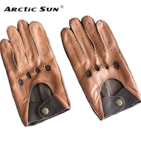 mens genuine leather gloves male breathable fashion classic goatskin unlined thin spring summer driving mittens tb15