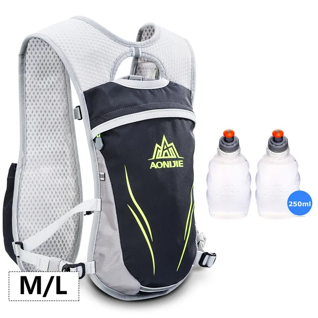 Gray ML 2x250ml AONIJIE 5.5L мужской и женский рюкзак для бега, гидратации, спортивный, походный, гоночный, Велоспорт, кемпинг, марафон, рюкзак, сумка 250 бутылок - Цвет: Gray ML 2x250ml