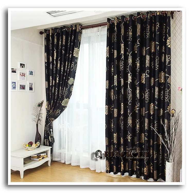 Антикоррозивный металлический люверс красивые черные и золотые шторы