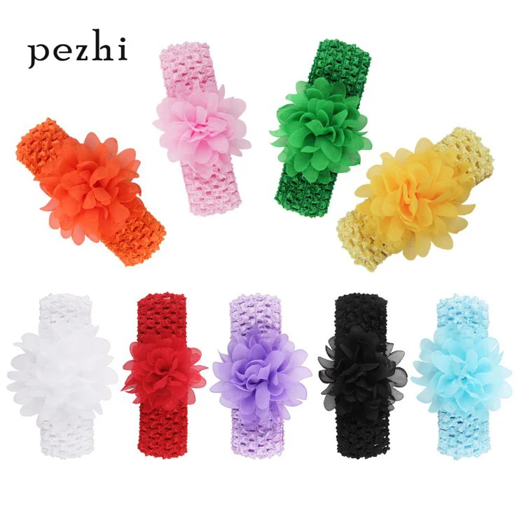 

9PCS New European and American knitted chiffon headband children's hair accessories headdress baby baby head hair band