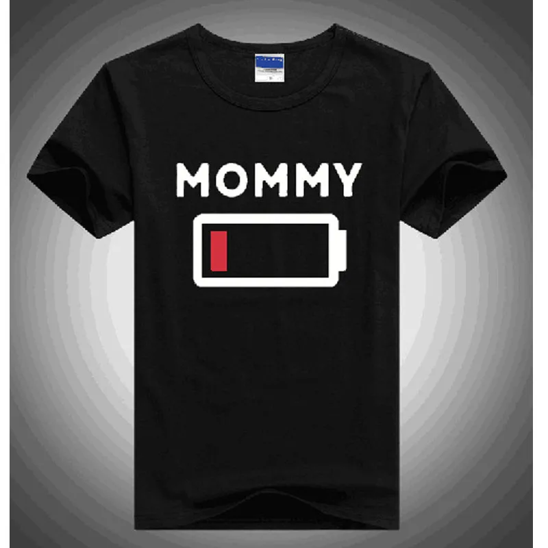 Family Clothing Mommy Daughter Son Summer Battery T Shirt Father&amp Mother&ampKids Matching Outfits Mother Clothes E0102 | Мать и