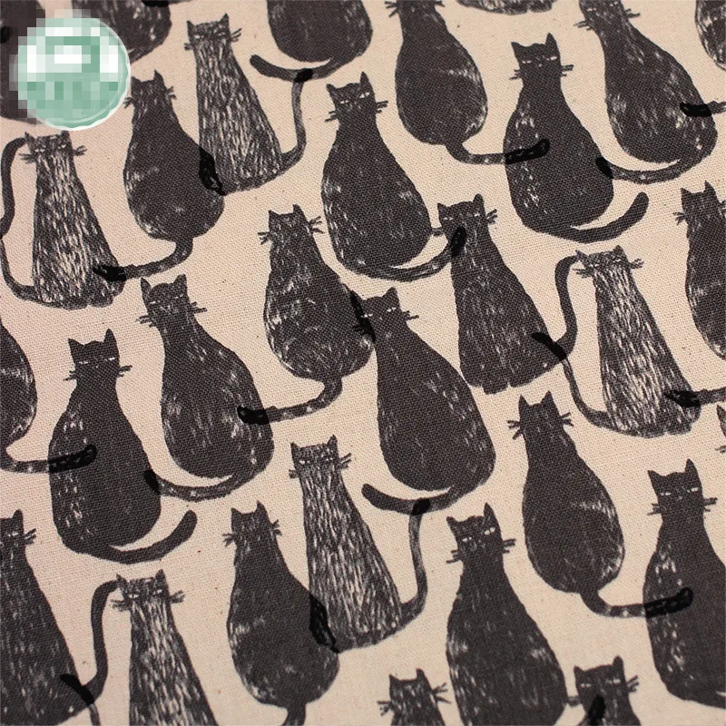 Оригинальный дизайн 2 вида цветов хлопковая льняная ткань с принтом кошки по
