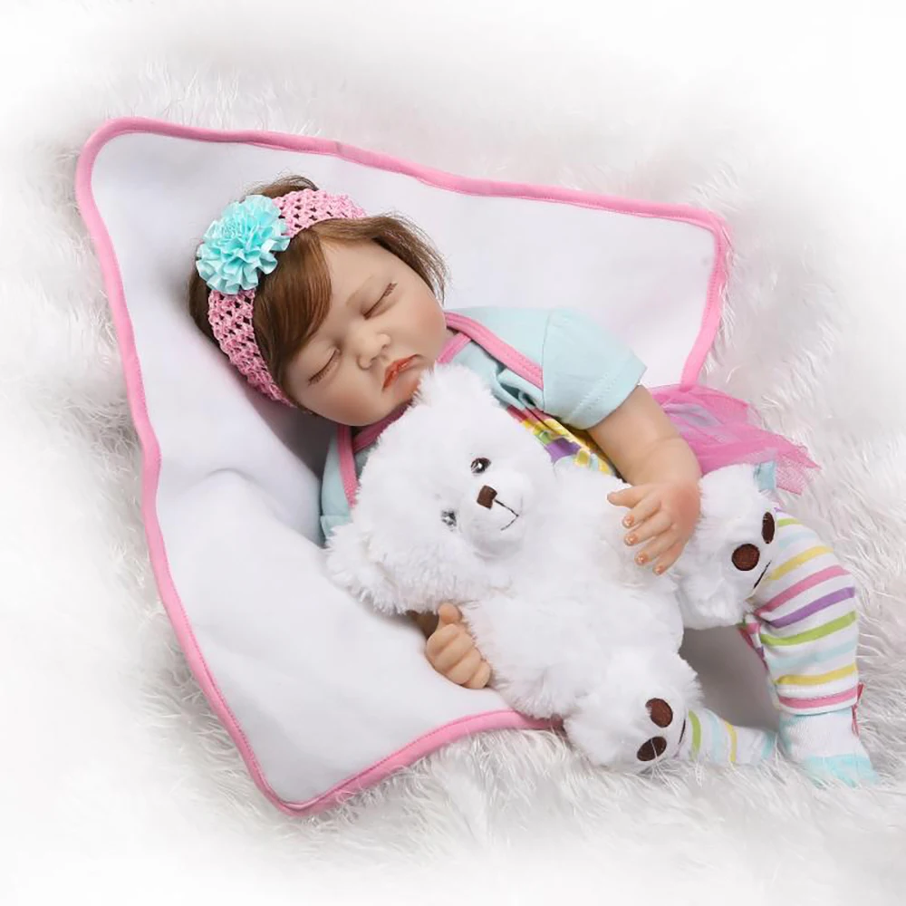 Кукла Спящая девочка 55 см Силиконовая Bebe Reborn Menino детские живые Возрожденные