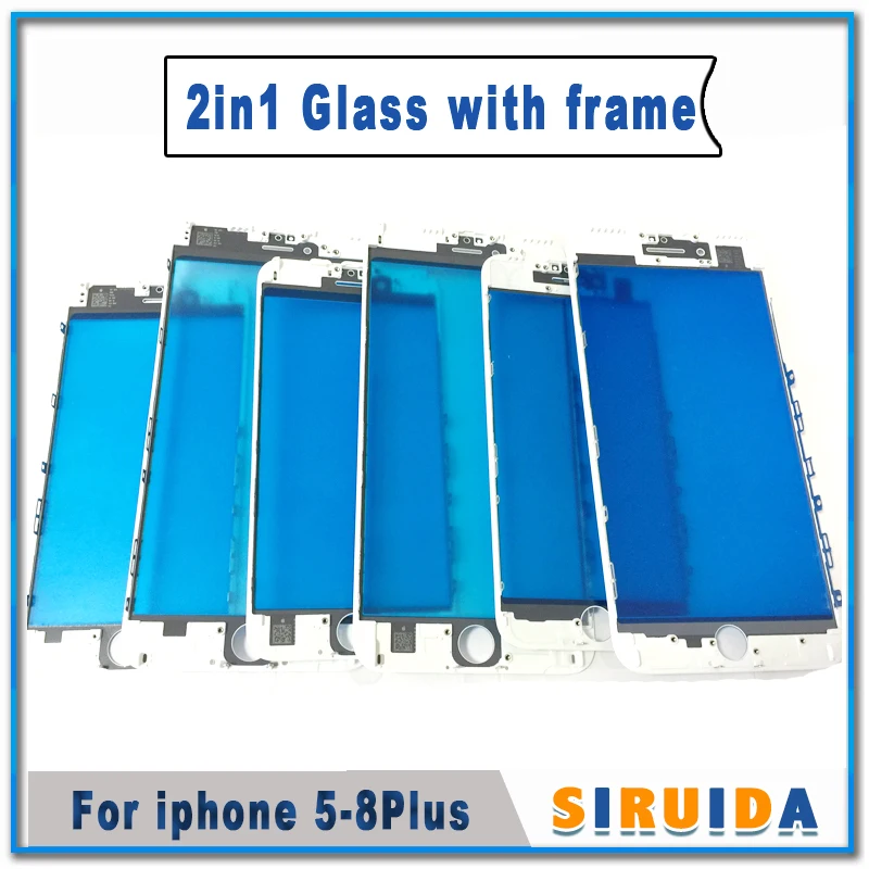 1 шт. 2 в ЖК передний Внешний объектив с рамкой для iPhone 5 6 7 8 8G Plus 8Plus сенсорный экран
