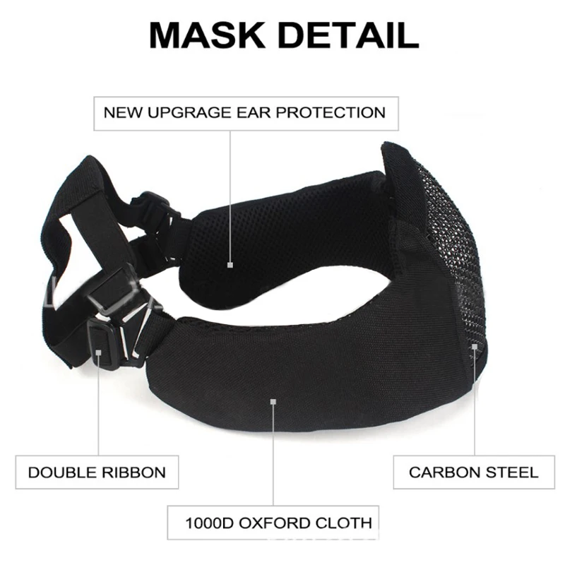 TAK YIYING Airsoft Masks Adjustable Half Metal Steel wire Mesh Face Mask with Tactical Goggles |