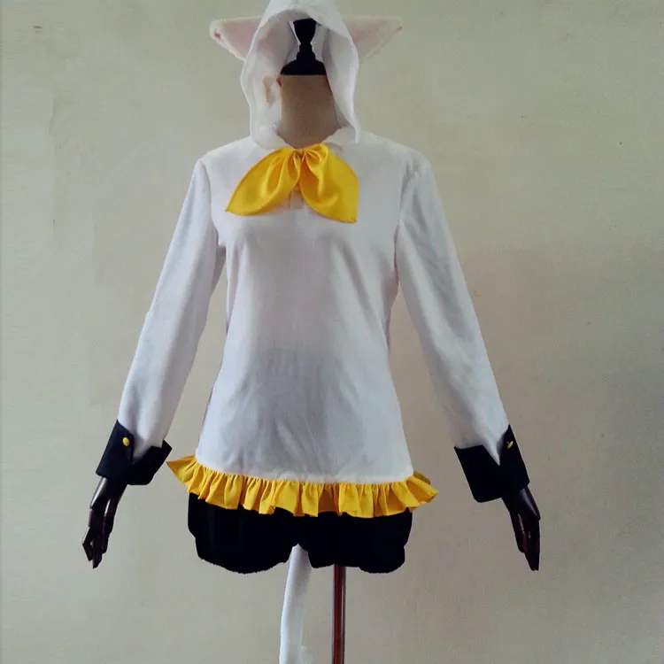 Rin Male Vocaloid Kagamine Лен Рин Кот худи «Неко» с сказочными ушками Косплей Костюм Полный комплект - Цвет: Rin Male