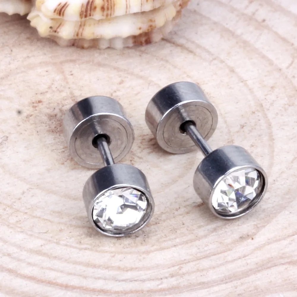 Новые круглые серьги гвоздики LUXUSTEEL с фианитами модные ювелирные изделия женские