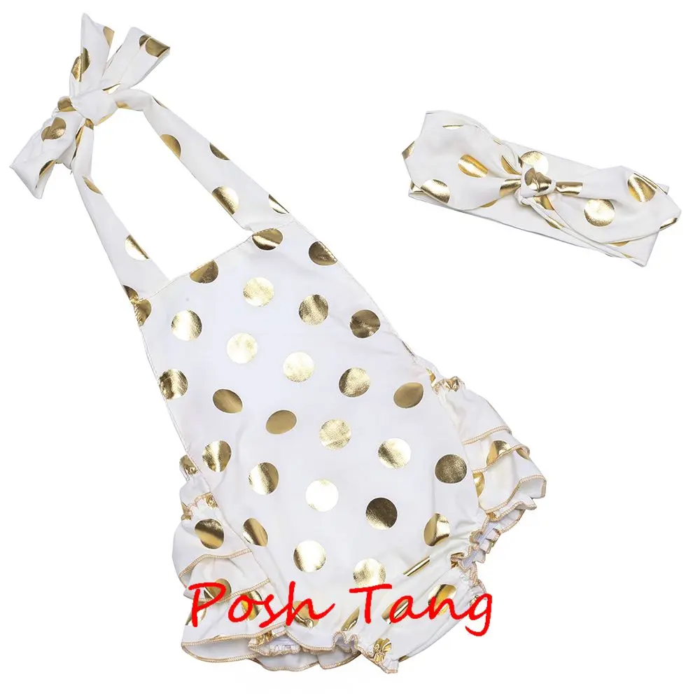 Золотые шорты для девочек с узором в горошек комбинезон младенцев наряд малышей