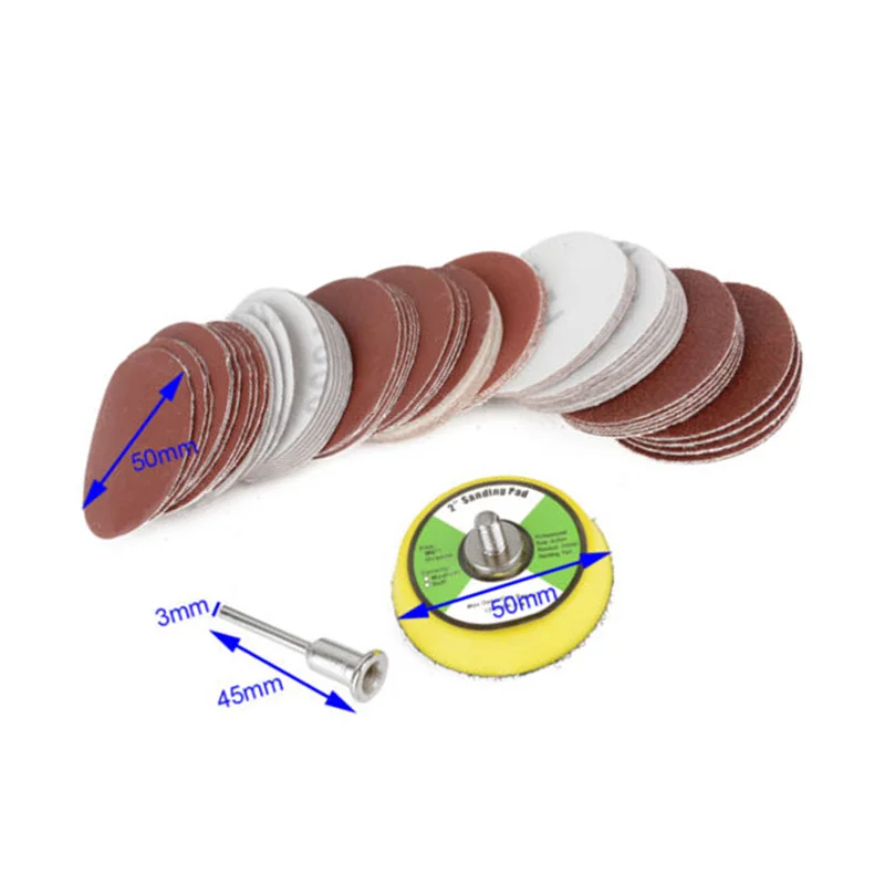 

60 шт., шлифовальные диски, 2 дюйма, 50 мм, 100/240/600/800/1000/2000 Grits