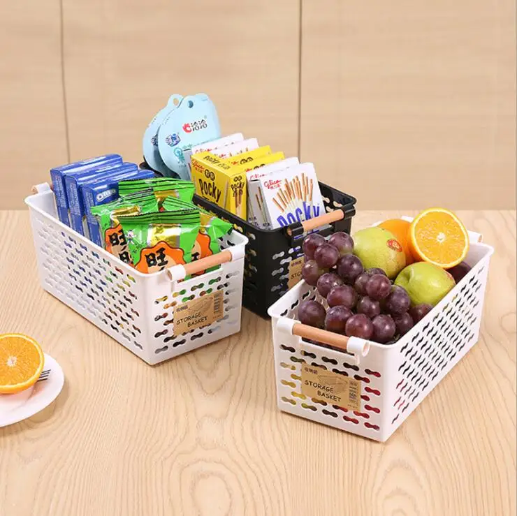 

Plastic storage basket finishing storage basket bathroom desktop cosmetics small basket kitchen storage 04104