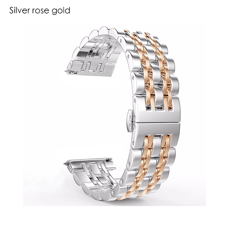 Silver rose Металлический ремешок для Xiaomi Huami Amazfit GTR 47 мм 42 мм браслет из нержавеющей стали для Amazfit Bip lite/Stratos 2 2 S/Pace Band - Цвет ремешка: Silver rose