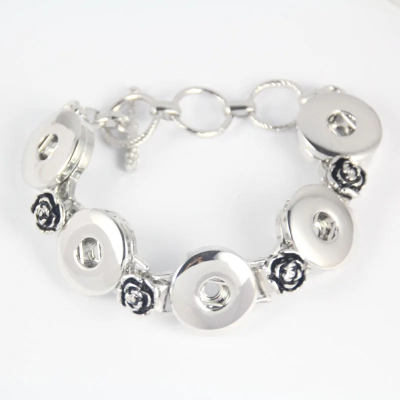 Античная посеребренная розы браслет оснастки металлические кнопки горный