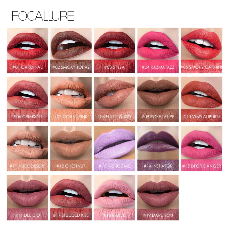 FOCALLURE 19 цветов Матовая водостойкая помада матовая губная палочки косметика легко