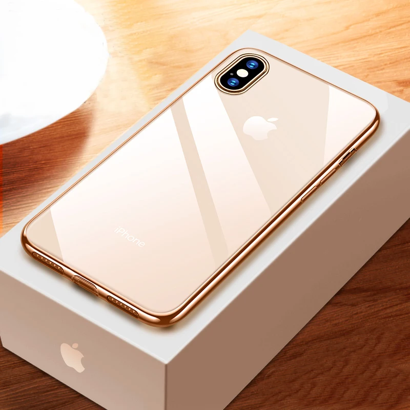 WeiFaJK чехол для телефона для iPhone 8 7 Plus X чехол Роскошный силиконовый прозрачный мягкий TPU чехол для iPhone 6 6s 7 8 XS Max чехол s сумки - Цвет: Золотой