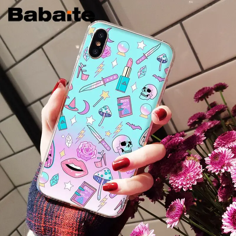 Мягкий силиконовый прозрачный чехол Babaite Girly Pastel Witch GOTH для Apple iPhone 8 7 6 6S Plus X XS MAX 5 5S