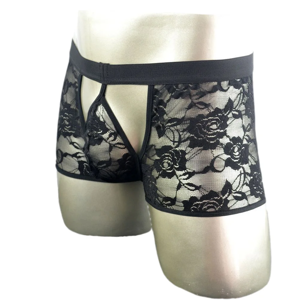 

Sexy Men Sissy Gay Floral Lace Brief Panties Cut Out Crotch Pouch Underwear Crossdresser Fetish Under Pants Lingerie Outfit