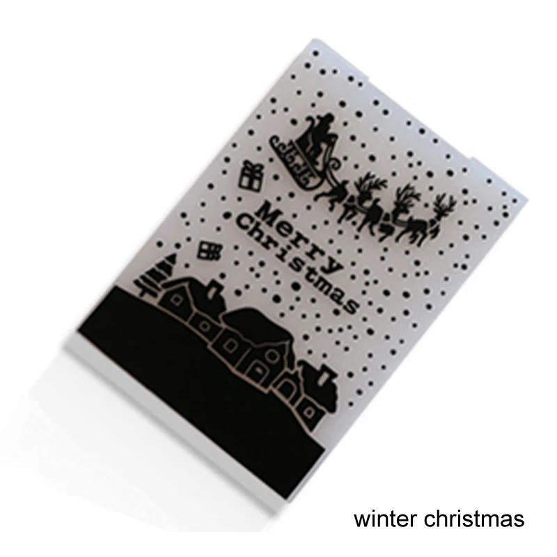 winter christmas Embossing Folder Wedding Decor Photo Album Wine Bottle Christmas Love Heart Card Making Scrapbooking Paper Card Craft - Цвет: winter christmas