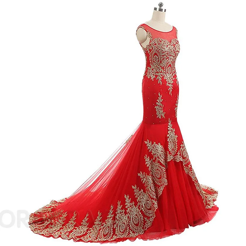 Real Photos Romantic Applique Beaded Mermaid Designer Evening Dresses Formal For Women DGE040 | Свадьбы и торжества