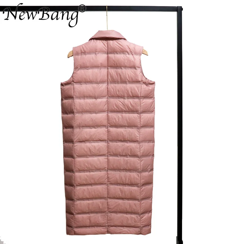 Длинный жилет NewBang M L XL Женский пуховик светильник теплые уличные жилеты с
