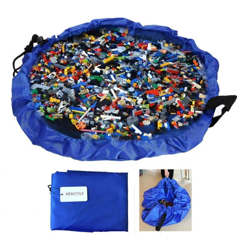Фото 45 см портативный детский игровой коврик и сумка для хранения игрушек Lego