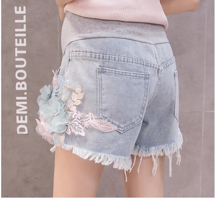 Летние повседневные джинсовые шорты для беременных с эффектом живота трехмерной