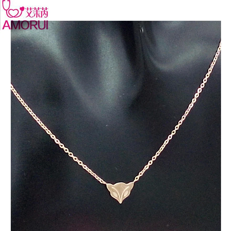 Розовое золото/серебро Цвет лиса кулон заявление Чокер Воротник Ожерелье