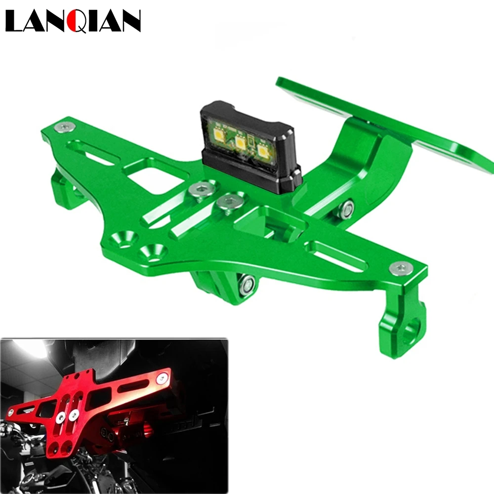 

Universal Motorcycle License Plate Bracket With Light For Plate FOR KAWASAKI NINJA 400R NINJA 650R NINJA ER6F NINJA ER6N