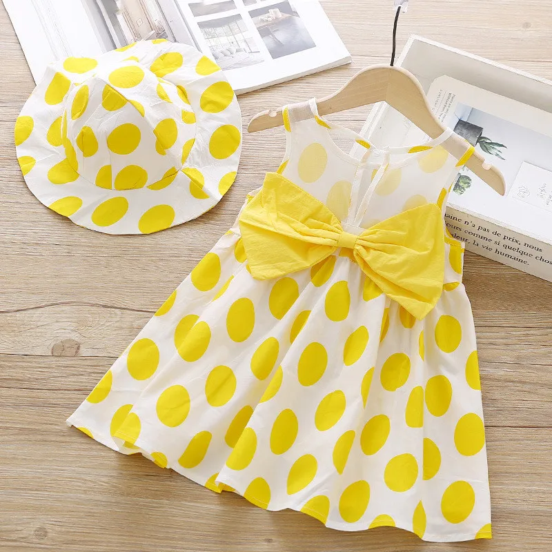 Girls dress 2019 summer children's fashion wave point sleeveless dresses baby kids back bow cute clothes | Детская одежда и