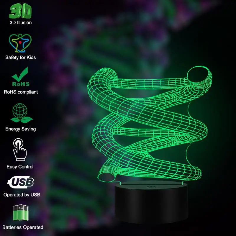 VCity спираль ДНК 3D светодиодный ночной Светильник Настольный светильник USB