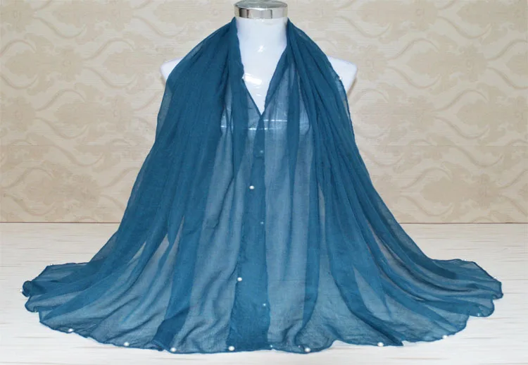 Новая модная одежда из вискозы шарф простой хиджаб с жемчугом мусульманский