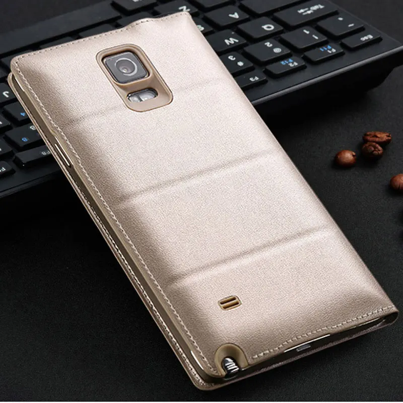 Откидная крышка Бумажник кожаный чехол для телефона samsung Galaxy Note 4 Smart View Note4 SM N910 N910F N910H SM-N910F с оригинальным чипом
