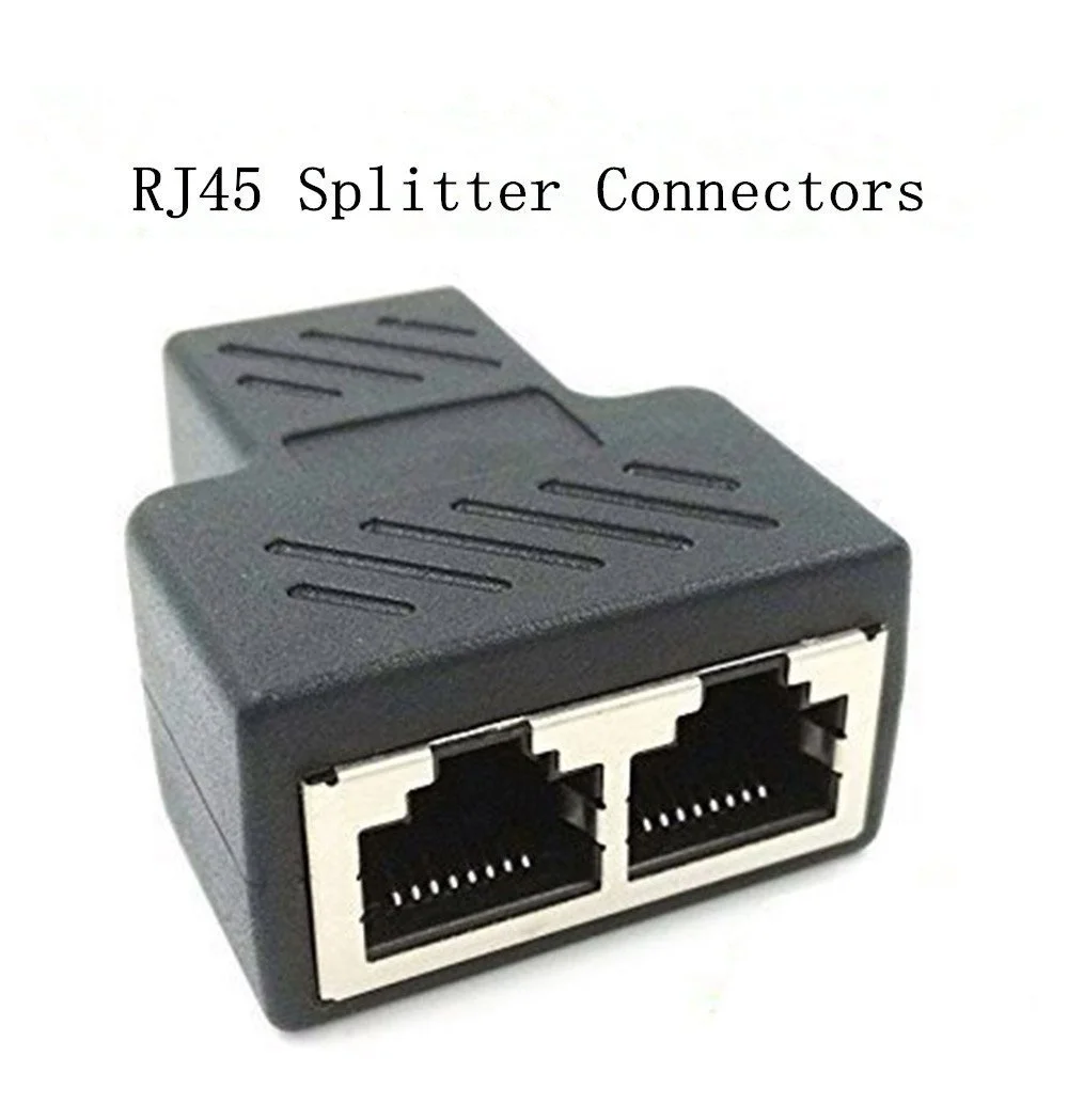 2 шт. RJ45 разветвитель разъема отклонения в размерах на 1-2 Порты и разъёмы