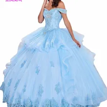 Бальные платья с открытыми плечами и аппликацией из бисера vestidos de 15 anos со складками многоуровневый органза платья для выпускного вечера