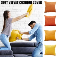 yellow cushion cover velvet throw pillow cover for living room car decorative sofa pillow case kussenhoes 4545 home decor