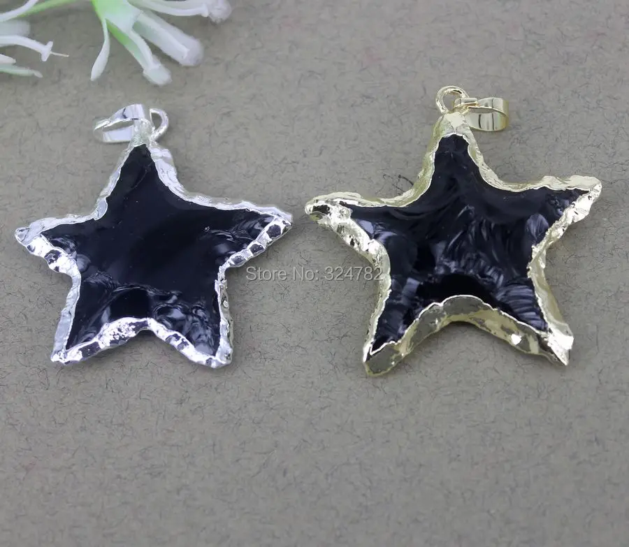 5 шт. подвеска в виде звезды из натурального черного камня фотоподвеска для